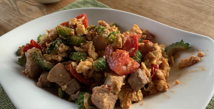 Bitter melon and pork belly stir fry