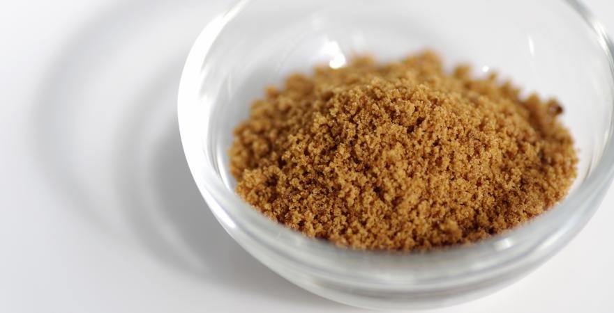 Brown sugar in a glass bowl