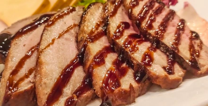 Pork topped with sauce