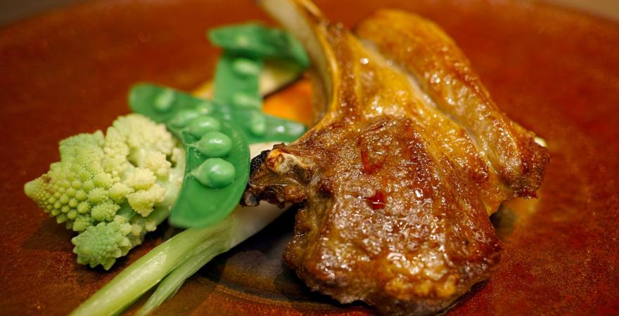 lamb with vegetables on a plate