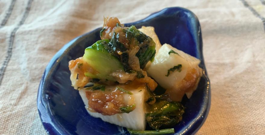 Chinese yam and cucumber with ume dressing