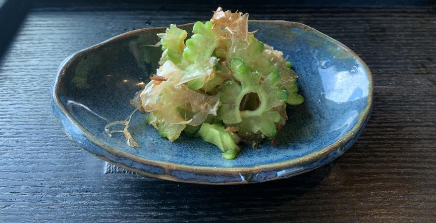 Goya salad with bonito flakes
