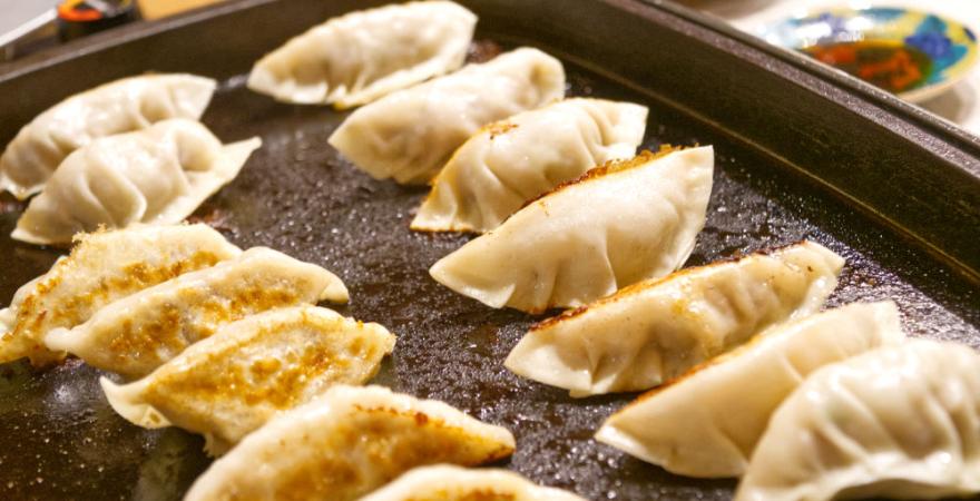 gyoza on a hotplate