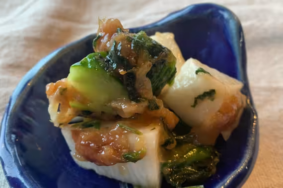 Chinese yam and cucumber with ume dressing