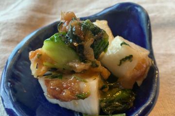 Chinese yam and cucumber with ume dressing