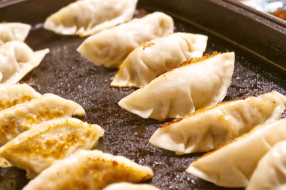gyoza on a hotplate
